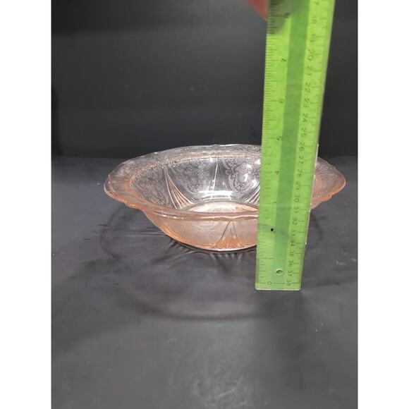Hazel Atlas Royal Lace Pink Glass Bowl, Depression Glass Fruit Bowl 10", Vintage - Picture 9 of 9